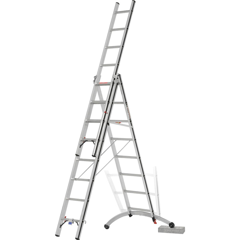 ALU-PRO Allzweckleiter SmartBase 3-tlg.Typ 70247 Sprossen=3x8 L= 2,41/5,21m