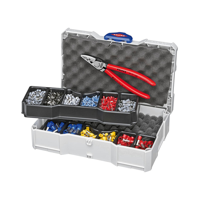 KNIPEX Crimpsortiment Aderendhülsen isoliert im Systainer + Crimpzange