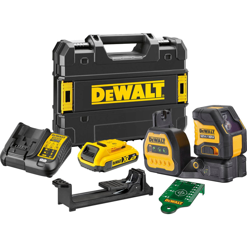 DEWALT Akku-Kreuzlinienlaser grün DCE088D1G18-QW 12/18 Volt / 2,0 Ah (ST 1)