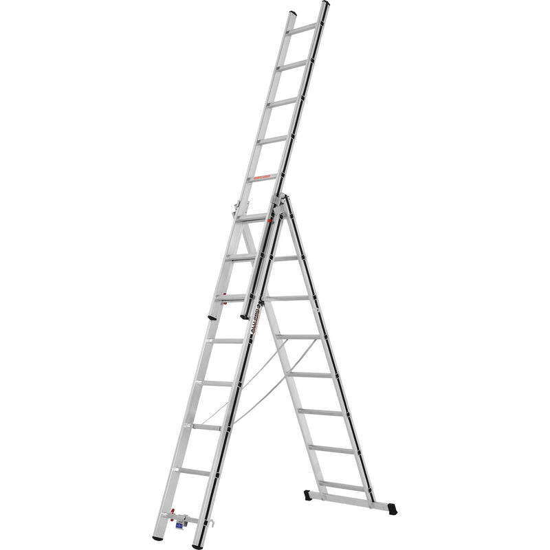 ALU-PRO Allzweckleiter 3-teilig Typ 70047 Sprossen=3x8 Länge von 2,32/5,11m