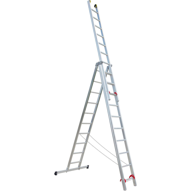 JUST Alu-Mehrzweck Industrieleiter 3-tlg.Type 53 Sprossen=3x12 Länge=5,78/8,74 m