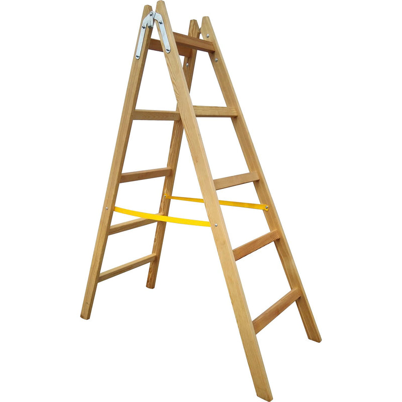 JUST Holz Stehleiter Sprossen=5 Länge=1,66 m mit Gurt