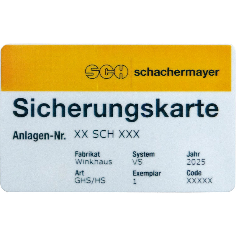 Sicherungskarte Zweitschrift Eigenprofil WINKHAUS/DORMAKABA/ABUS