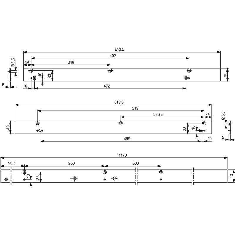 DORMAKABA Montageplattenset für G-SR-BG, silber (ST 1)